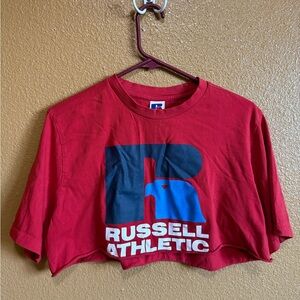 Russell Athletic Red Tee with Blue and White Logo